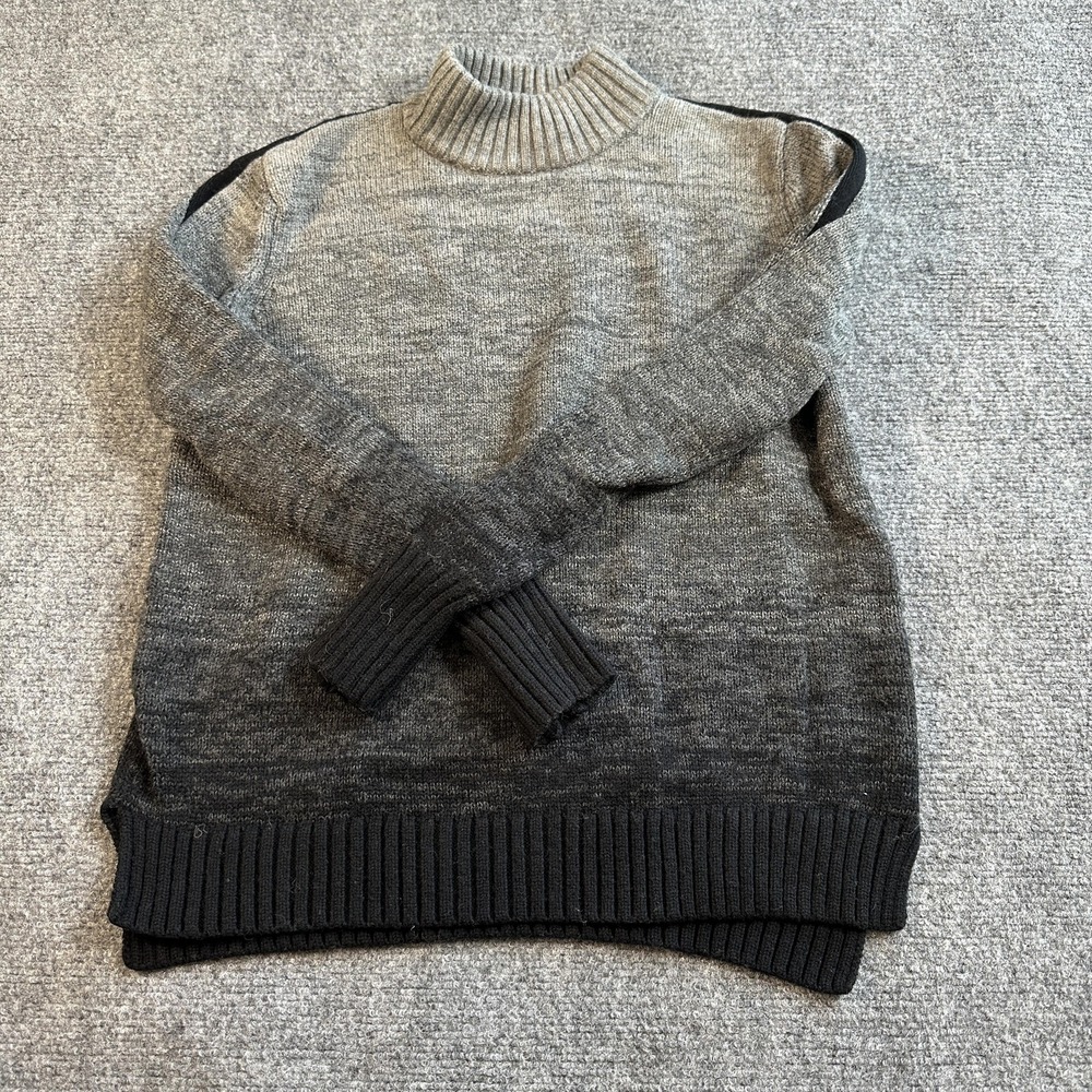 Athleta Sweater Womens M Gray Mock Neck Ribbed Knit Pullover Long Sleeve